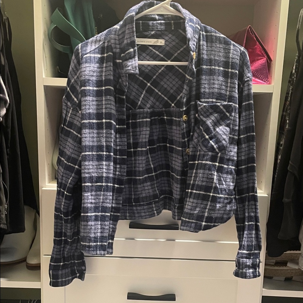 Altar’d State Blue Plaid Women's Jacket